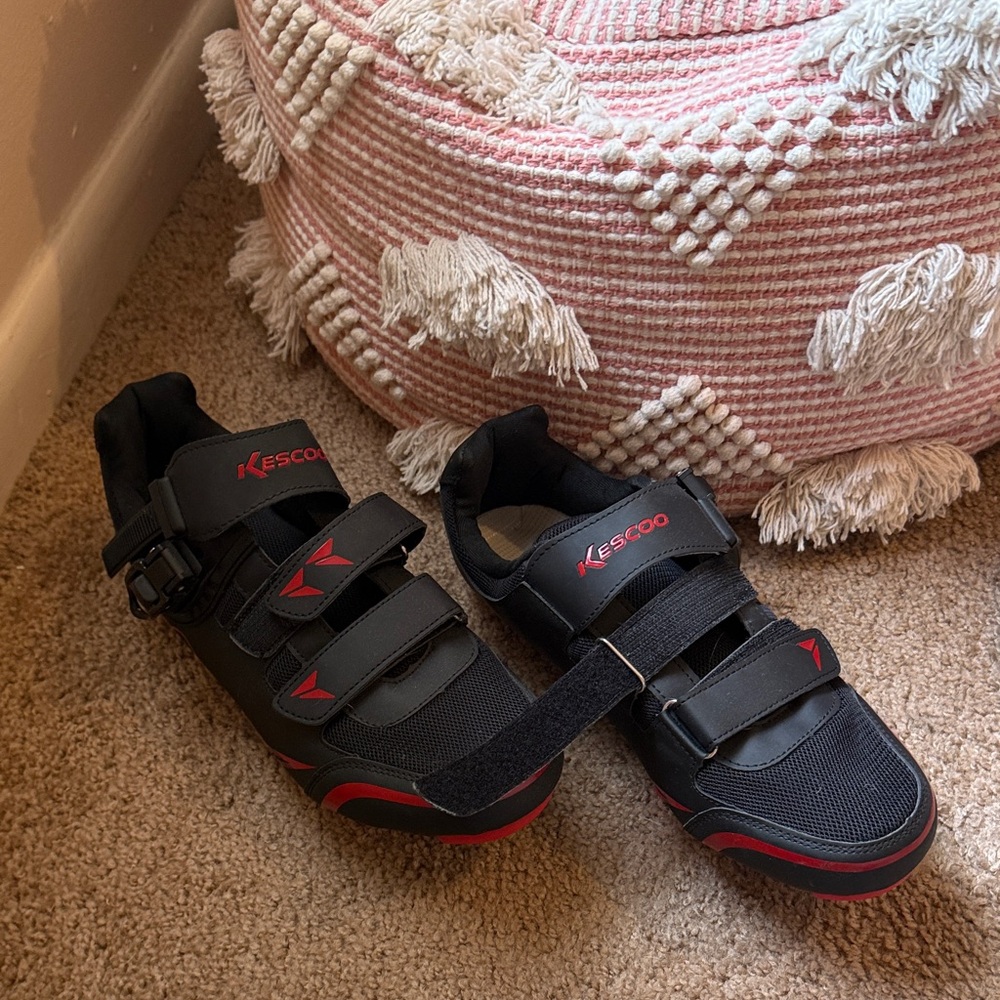 Kids Black and Red Cycling Shoes
